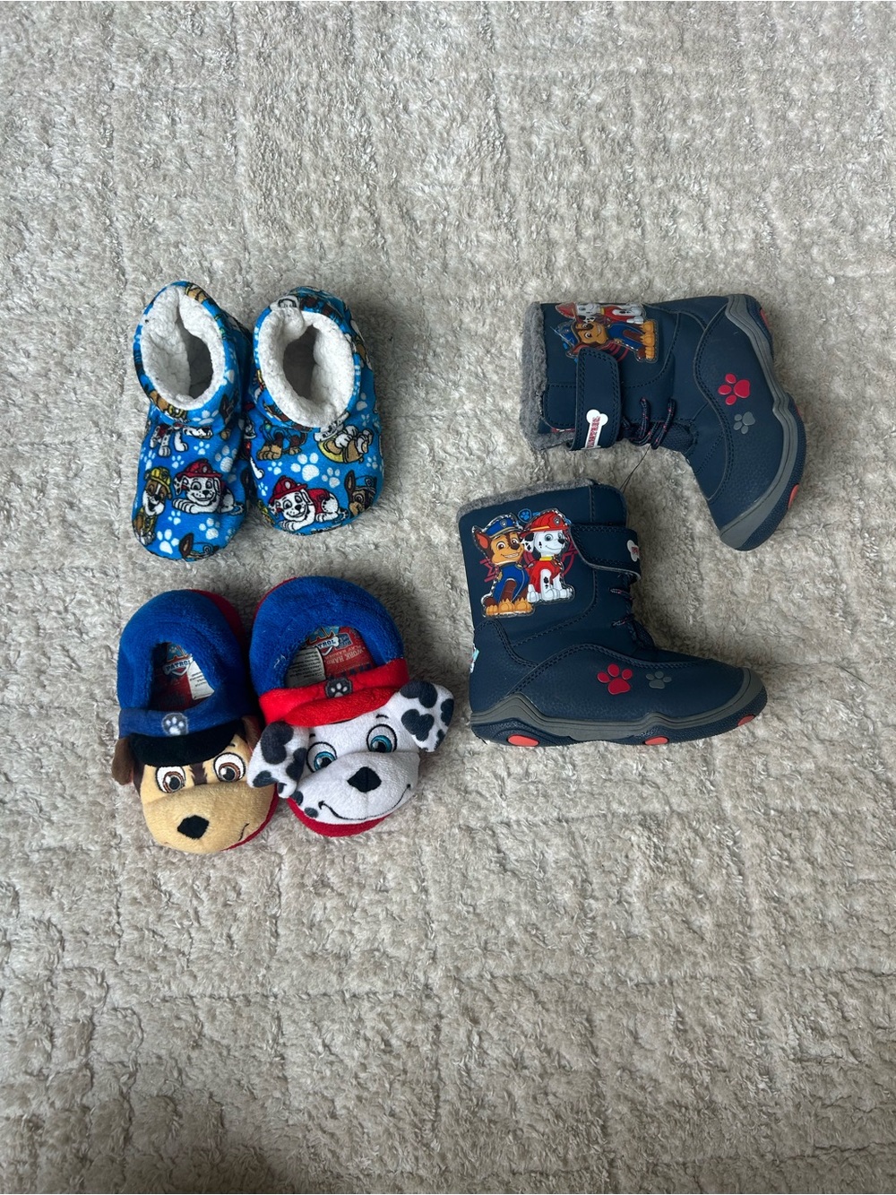 Lot of paw patrol slippers and winter snow boots size 10 7/8 boy girl